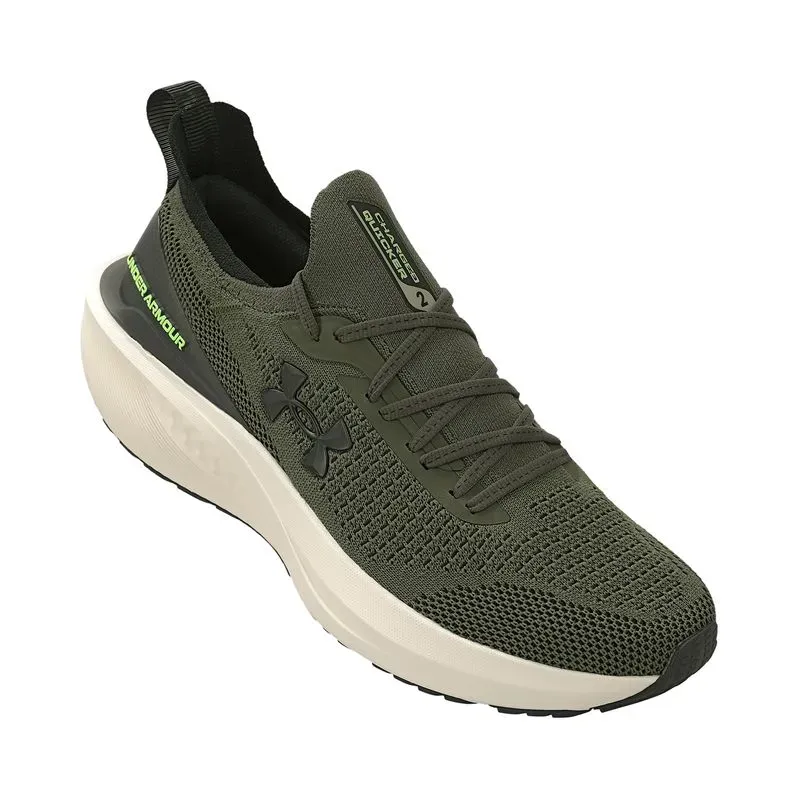 Tênis Under Armour Charged Quicker masculino verde oliva vista lateral